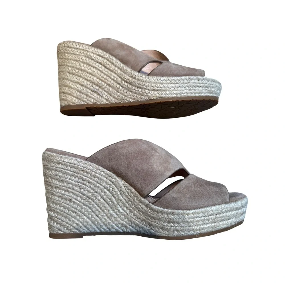 Kate‎ Spade Tropez Suede Espadrille Wedge Sandals Taupe Size 8.5